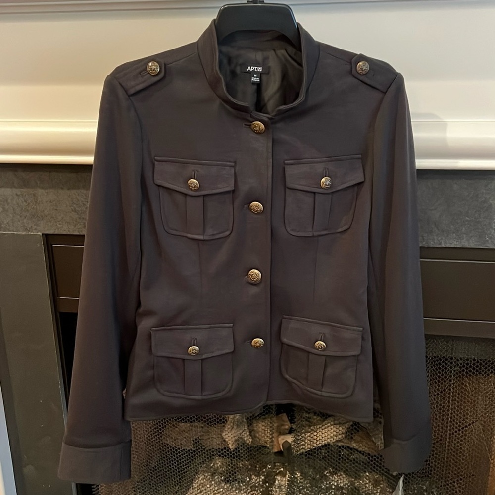 NWT Apt 9 Women’s Charcoal Grey Button Down Jacket, Size Medium